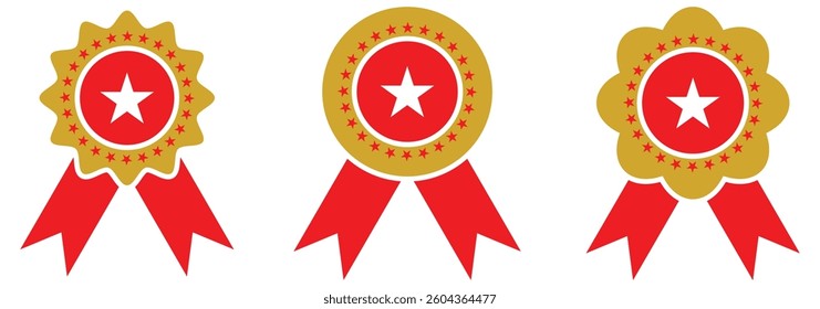Certificate badge icon. Premium quality. Seal stamp. Achievement badge. Profile Verification. Rosette Stamp Icon Vector Design Template. Editable Stroke. Approved or certified medal icon. EPS 10. 

