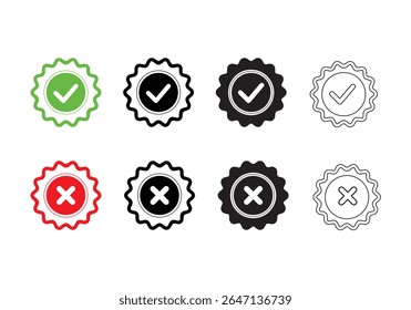 Certificate badge icon. Premium quality. Seal stamp. Achievement badge. Profile Verification. Quality mark. Vector check mark. Approval sign. Task done. Project completed