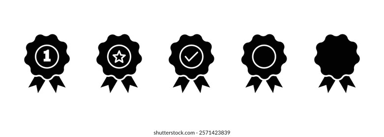 Certificate badge icon. Verified badge icon, Premium quality. Seal stamp. Achievement badge. Profile Verification. Quality mark. Approval check icon collection.