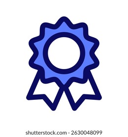Certificate badge icon. Winner badge with ribbon. 1st. Premium quality. Seal stamp. Achievement badge. Profile Verification. Quality mark. Vector check mark. Vector illustration in blue colors
