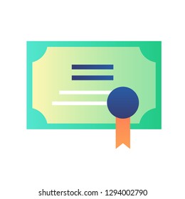 Certificate with badge vector illustration in gradient design
