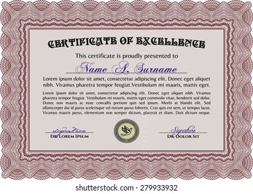 Certificado. Diseño de belleza. Con un fondo de calidad. Vector de plantilla de certificado de marco.