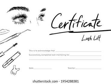 Certificate for the beauty master of eyelash lifting.