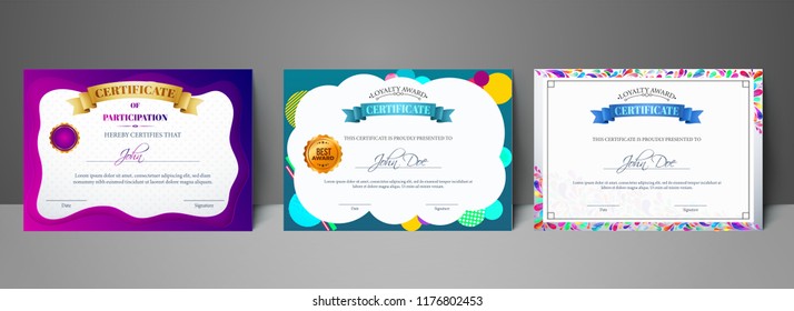Certificate best award diploma set.