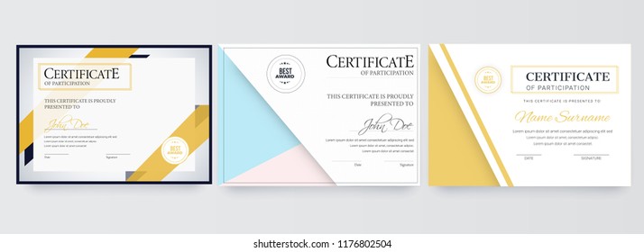 Certificate best award diploma set.