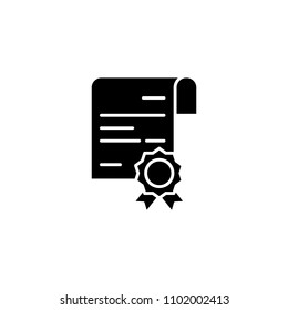 Certificate black icon concept. Certificate flat  vector symbol, sign, illustration.