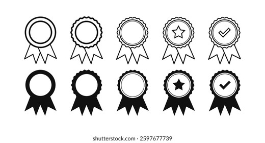 Certificate black vector icon set.