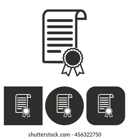Certificate - black and white icons. Vector illustration.