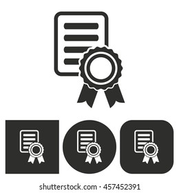 Certificate - black and white icons. Vector illustration.