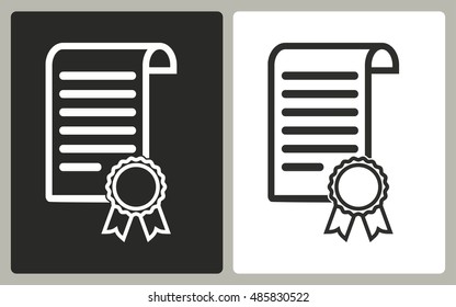 Certificate - black and white icons. Vector illustration.