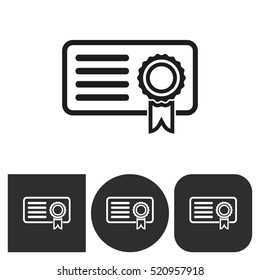 Certificate - black and white icons. Vector illustration.
