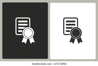 Certificate - black and white icons. Vector illustration.