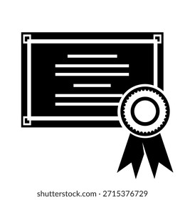 Certificate Black and White Vector Icon