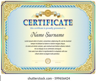 Certificate Blank Template Stock Vector (Royalty Free) 599656424 ...