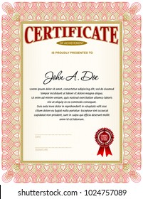 Certificate blank template. Line tangier element in frame border and background.