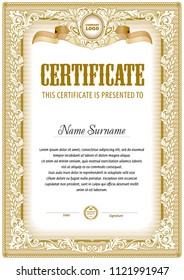 Certificate blank template. Mopnochrome color gamma. Design can be use for award or other official papers.