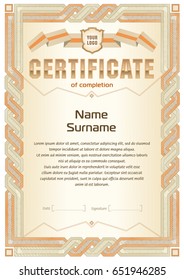 Certificate blank template. Polygonal design, soft color gamma.