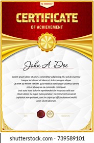 Certificate blank template with top vintage background under the sign and gold plated effects in the design elements.