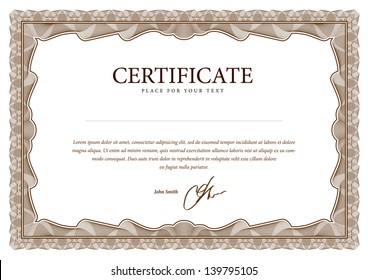 Certificate blank. Vector pattern that is used in currency and diplomas
