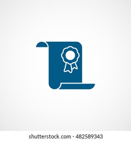 Certificate Blue Flat Icon On White Background