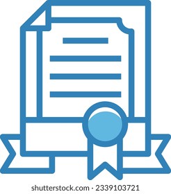 Certificate Blue Icon - Single Icon, Vector 