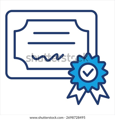 Certificate Blue Icon Vector Illustration