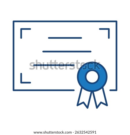 Certificate Blue Line Icon. Education, E-Learning, School, College, Study, Knowledge Icons Editable Stroke Vector Illustration