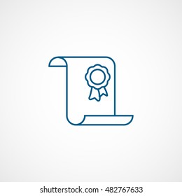 Certificate Blue Line Icon On White Background