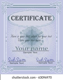 Certificate blue vector template
