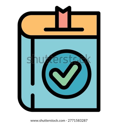 Certificate book icon. Outline certificate book vector icon color flat isolated
