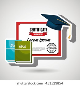 certificate and books isolated icon design, vector illustration  graphic 
