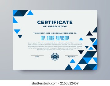 Certificate border template with luxury and modern line pattern. Multicolor certificate template with dynamic, futuristic polygonal style certificate design. Clean modern certificate with gold badge.