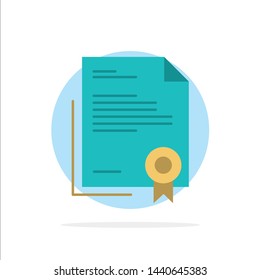 Certificate, Business, Diploma, Legal Document, Letter, Paper Abstract Circle Background Flat color Icon