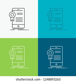 certificate, certification, App, application, approval Icon Over Various Background. Line style design, designed for web and app. Eps 10 vector illustration