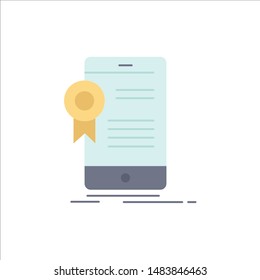 certificate, certification, App, application, approval Flat Color Icon Vector