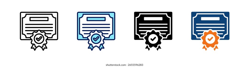Zertifikat-Auswahlfeld Alles in einem Symbol Multi Styles Vektor-Set