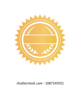 Certificate of circled shape with spikes empty watermark for placing name, laurel branch silhouette vector illustration isolated on white background