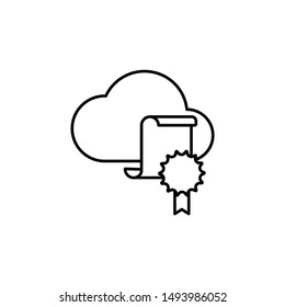 Certificate cloud education icon. Element of distance education line icon