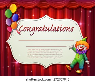Certificate with clown and balloons background