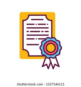 Certificate color line icon. Qualification upgrade. Graduation diploma from school and college. Sign for web page, mobile app, button, logo. Vector isolated element. Editable stroke.