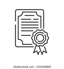 Certificate color line icon. Qualification upgrade. Graduation diploma from school and college.