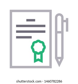 certificate colour line vector icon