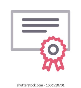 certificate colour line vector icon