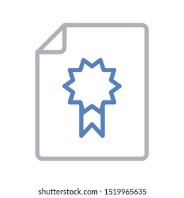 certificate colour line vector icon