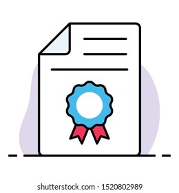 certificate colour line vector icon