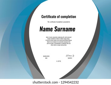 Certificate of completion - appreciation, achievement, graduation, diploma or award with square retro texture background. Template design. Stock vector