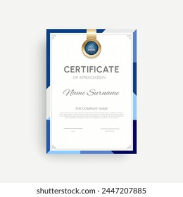 Certificate of completion design. Certificate of achievement, education, award, scholarship, bachelor degree, diploma.