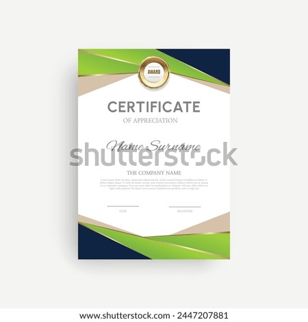 Certificate of completion design. Certificate of achievement, education, award, scholarship, bachelor degree, diploma.