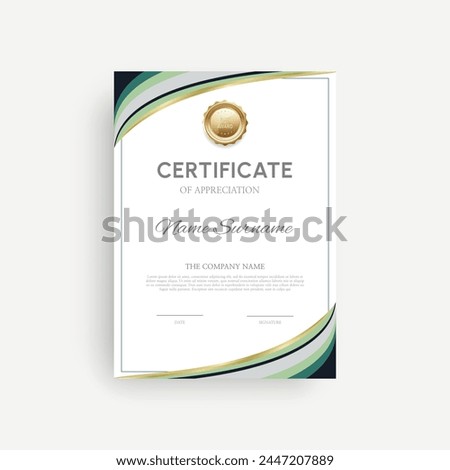 Certificate of completion design. Certificate of achievement, education, award, scholarship, bachelor degree, diploma.
