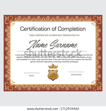 certificate of completion design vector template
